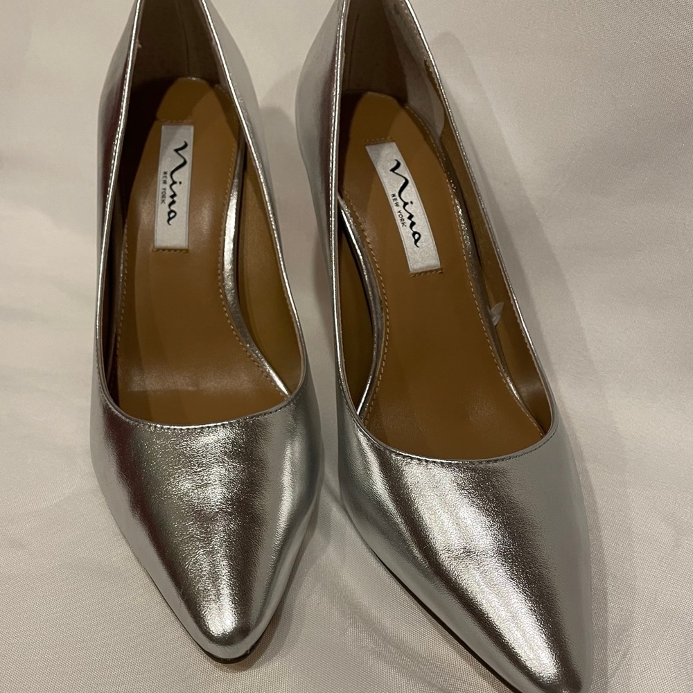 Silver Nina Pumps